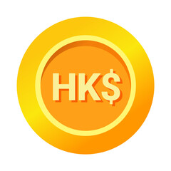 Hong Kong Dollar (HKD) sign icon gold gradient vector illustration coin currency money circle flat