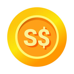 Singapore Dollar SGD sign icon gold gradient vector illustration coin currency money circle flat