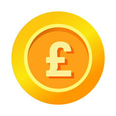 Pound sterling GBP Dollar sign icon gold gradient vector illustration coin currency money circle flat