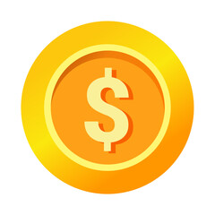 dollar sign icon gold gradient vector illustration coin currency money circle flat