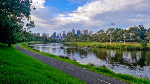 Yara river skyline in Melbourne