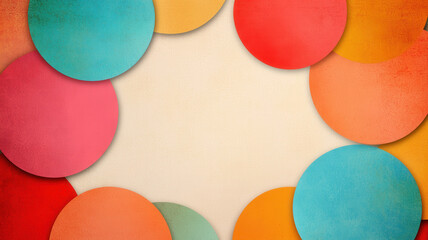 Colorful abstract circles frame blank center, perfect for creative designs