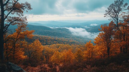 Fototapeta premium Scenic mountain vista with fall foliage