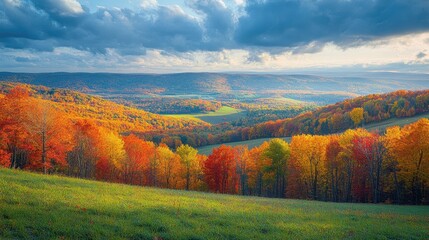 Fototapeta premium Scenic view of rolling hills with fall colors