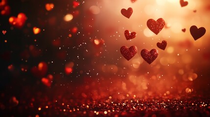 Obraz premium red background with lots of hearts flying around