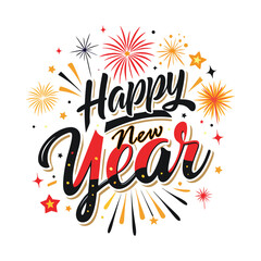 Fototapeta premium Happy New Year Lettering and Typography Vector Illustration, Festive Designs.