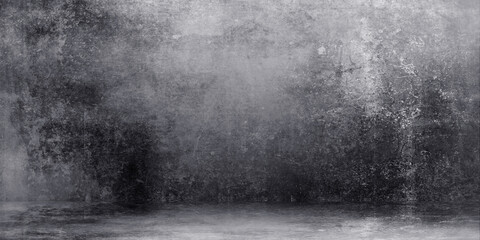 Room empty of cement floor with gray room cement or concrete wall texture background and sun light