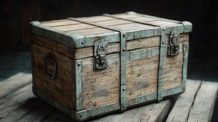 Vintage Wooden Chest: Antique Trunk, Retro Storage Box