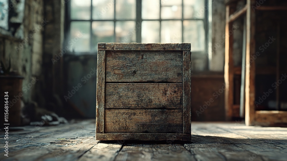 Poster Rustic Wooden Crate in Vintage Interior