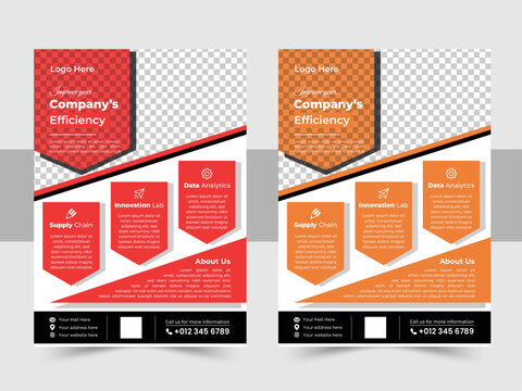 A bundle of 2 templates of a4 flyer, modern business flyer template, abstract business flyer, simple minimalist corporate business flyer design, creative marketing agency flyer design.
