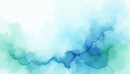 Abstract watercolor splash with blue and green hues