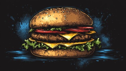 Deliciously Bold Hand-Drawn Burger Illustration