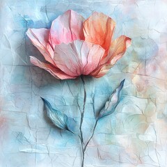 Delicate Pink Flower on Textured Background in Soft Colors