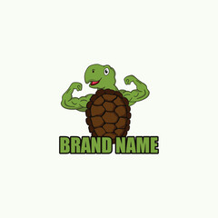 Muscle turtle logo, Bold and dynamic mascot logo featuring a muscular turtle with a strong and confident pose