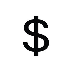 Black dollar sign vector silhouette isolated on white background. Dollar sign icon illustration design.