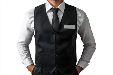 Professional Man in Black Vest and White Shirt, Ready for Business