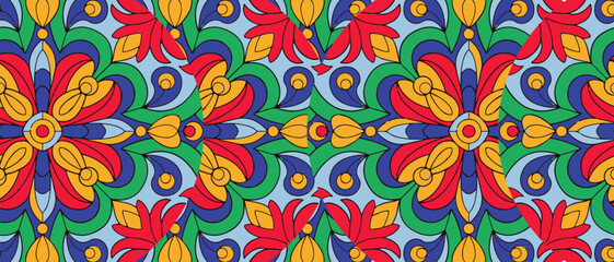 Whimsical Swirls and Blooms - A Seamless Floral Pattern, vibrant colors, hand-drawn, doodle art, pattern design, swirl, floral
