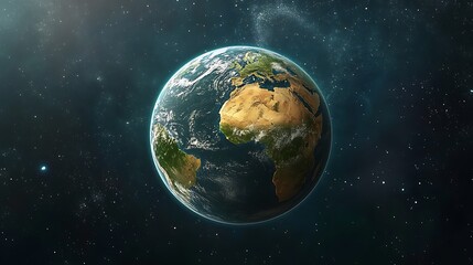 Fototapeta premium Stunning Realistic Digital Painting of Earth Orbiting in Space. AI Generated