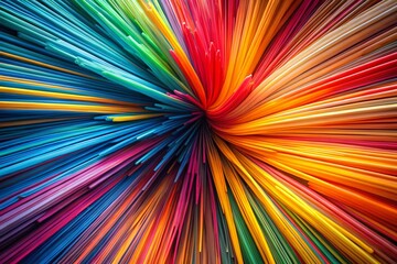 Abstract Colorful Lines Dynamic Pattern Bright Hues Artistic Design Stock Photo