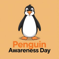Naklejka premium Penguin Awareness Day Illustration Art Protecting Penguin Habitats, Poster, Banner, Post.Story 