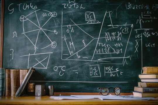 Blackboard with math lesson written on it