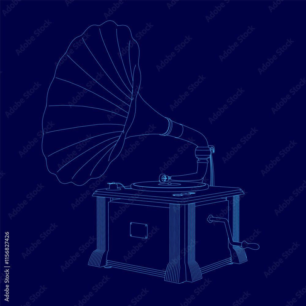 Aufkleber stylus is placed on a record, and a record player is sitting on a table. the record player is blue i