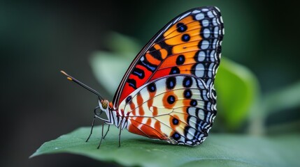 Close-up of a Red Cracker butterfly wing or Hamadryas amphinoma