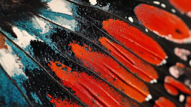 Close-up of a Red Cracker butterfly wing or Hamadryas amphinoma