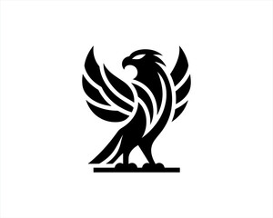 Eagle silhouette logo design icon vector template. Black Color Eagle icon illustration.