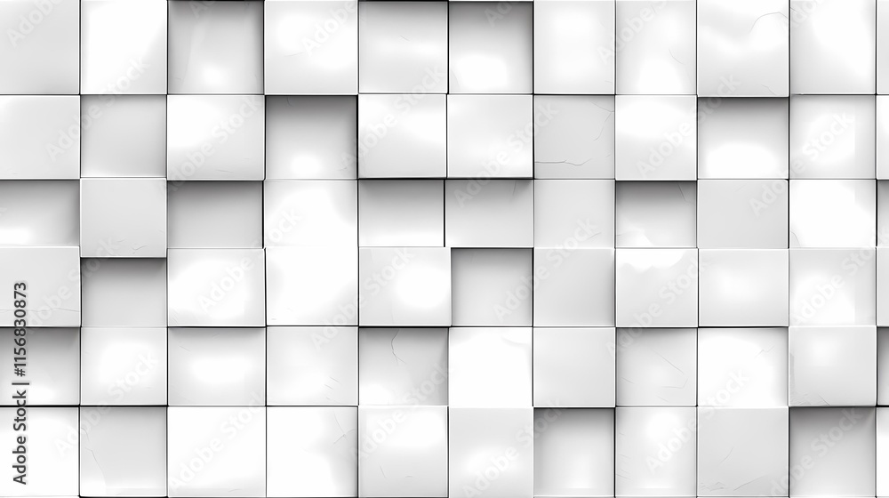 Poster the image contains a grid of slightly off-white squares, resembling a tile or cube wall with subtle 