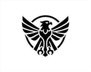 Eagle silhouette logo design icon vector template. Black Color Eagle icon illustration.
