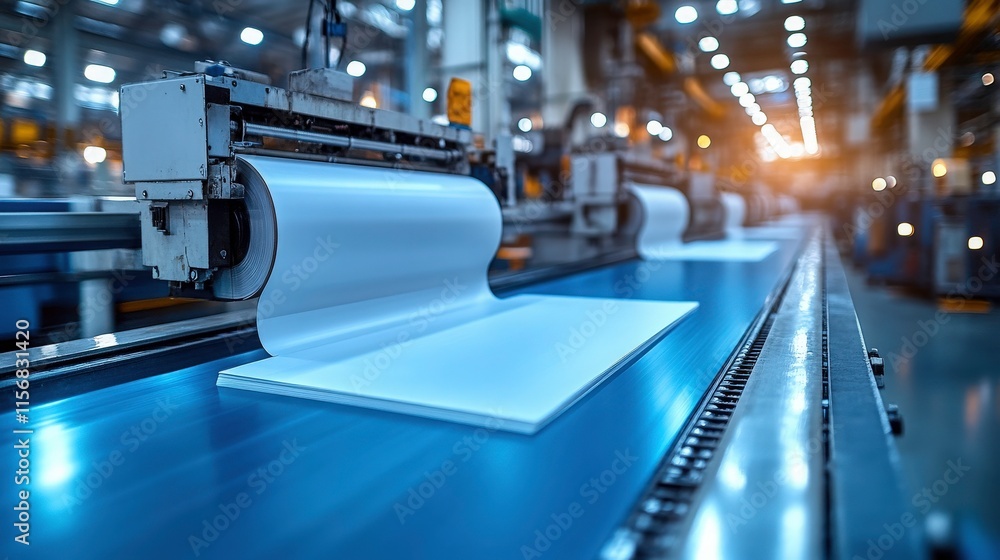 Poster advanced industrial manufacturing with high-speed machinery utilizing rollers for paper production i