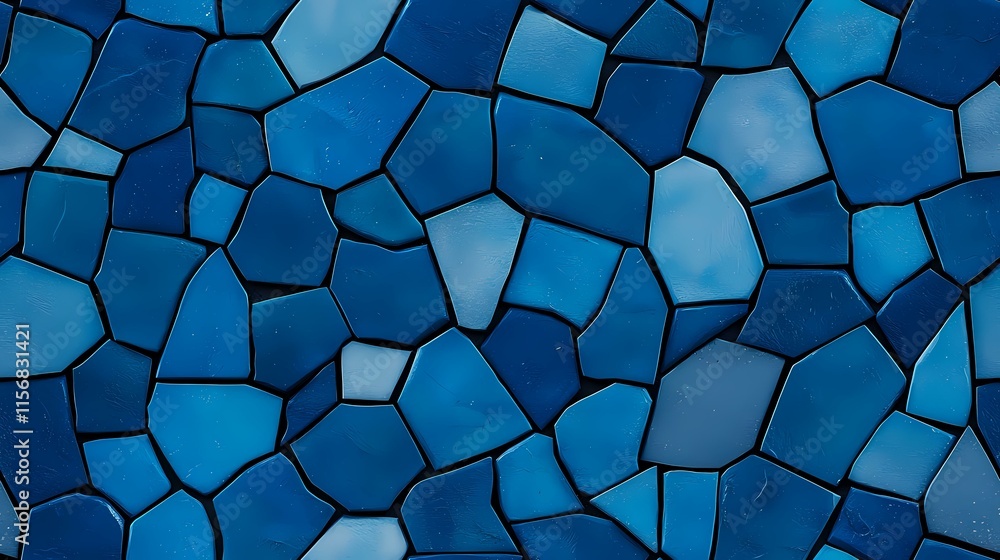 Poster the image contains a seamless pattern of blue, irregularly shaped stones or tiles. they are various 