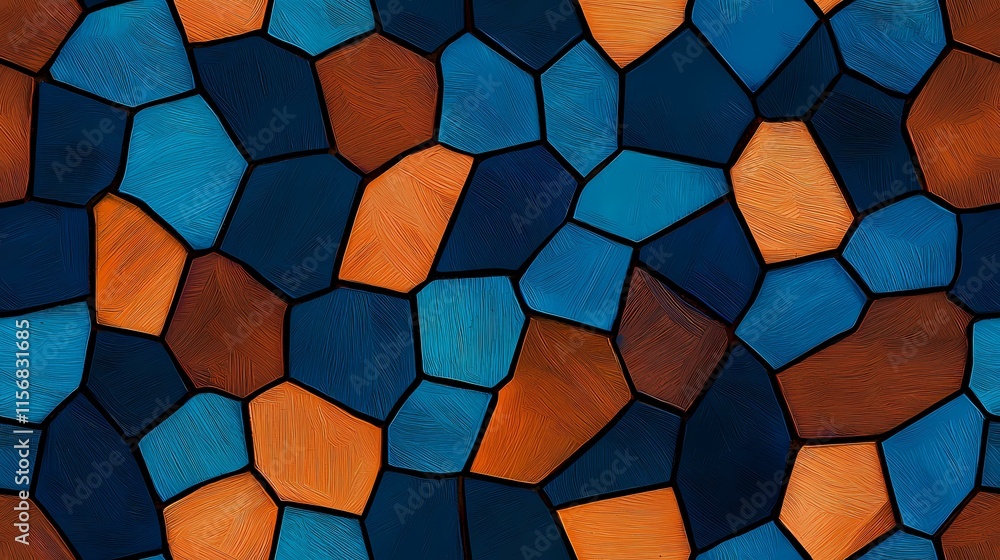 Poster the image contains a seamless pattern of irregular, multicolored polygons that resemble stained glas