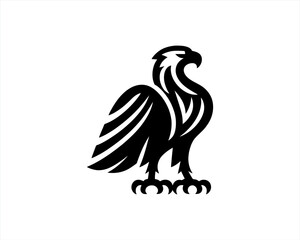Obraz premium Eagle silhouette logo design icon vector template. Black Color Eagle icon illustration.