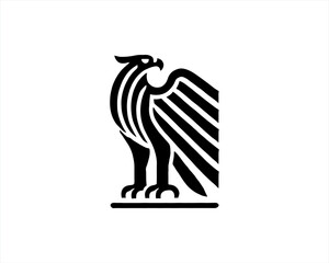 Eagle silhouette logo design icon vector template. Black Color Eagle icon illustration.