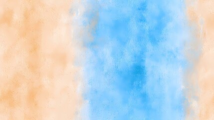 Fototapeta premium The image contains an abstract painting or digital artwork. It is split vertically, with a peach/light orange tone on the left and a light blue tone on the right. Both halves exhibit a textured, al