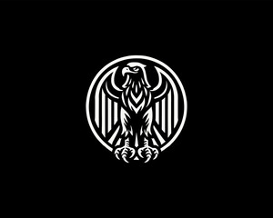 Eagle silhouette logo design icon vector template. Black Color Eagle icon illustration.