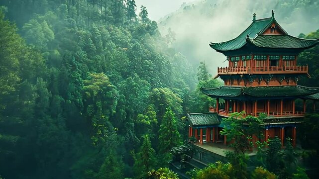 chinese temple in the mountains