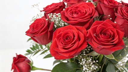 Abstract Watercolor Red Rose Bouquet, Isolated White Background - High-Resolution Stock Photo