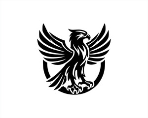 Eagle silhouette logo design icon vector template. Black Color Eagle icon illustration.