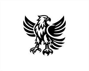 Eagle silhouette logo design icon vector template. Black Color Eagle icon illustration.