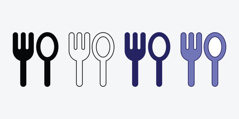 Fototapeta premium Spon And Fork Icon Vector. Silhouette Kitchen utensils. Set of Cutlery collection.