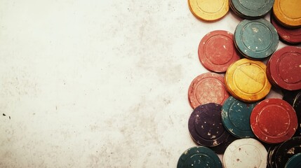Vintage Minimalist Poker Chips on Faded Background