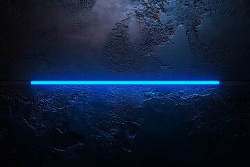 Blue Neon Light on Dark Grunge Wall