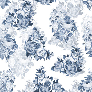 Seamless Pattern Design with Shadowed Flowers on a Background &ndash; Perfect for Home Textiles, Fabric Design, Wall Decor, Scrapbooking, Digital Paper, Notebooks, and More