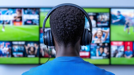 A remote worker, seen in silhouette, using virtual team-building apps to collaborate and interact with colleagues in a remote digital workspace.
