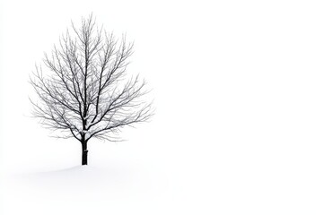 Obraz premium A captivating single black walnut tree set against a white background, suitable for nature conservation awareness and biophilic design endeavors.