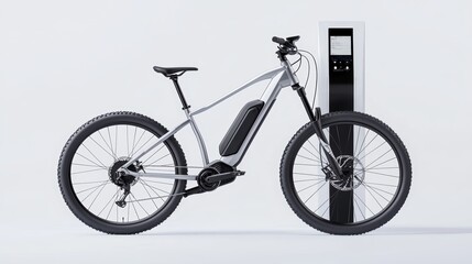 Eco-friendly Transit: A bike parked beside a charging point, showcasing sustainable transportation alternatives.