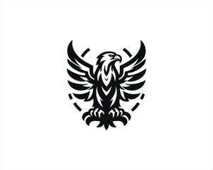 Eagle silhouette logo design icon vector template. Black Color Eagle icon illustration.